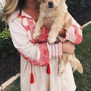 Pink, embroidered, Free People dress